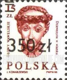 FindYourStampsValue: Republic of Poland: Woman wearing a wreath