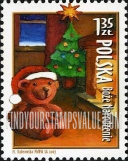 FindYourStampsValue: Teddy Bear and Christmas Tree