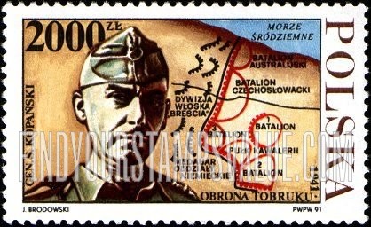 FindYourStampsValue: Polish Armed Forces at Tobruk, 50th Anniversary: Gen. Stanislaw Kopanski