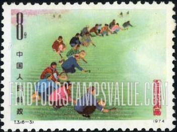 FindYourStampsValue: Paintings by farmers of Huhsien County, shown at exhibition in Peking: Spring hoeing - 户县农民画: 春耕