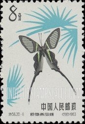 FindYourStampsValue: Butterfly: Green Dragontail - 蝴蝶: 粉绿燕凤蝶