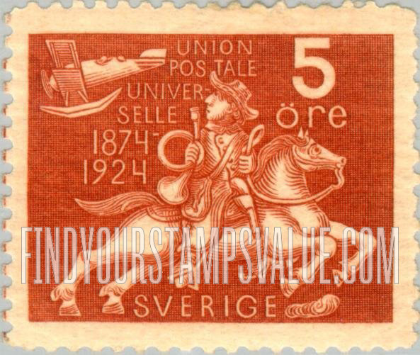 FindYourStampsValue: Universal Postal Union Congress: Postrider Watching Airplane