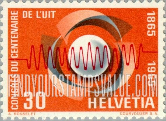 FindYourStampsValue: Federal Administration: Centenary of the ITU, Symbol of communications, waves