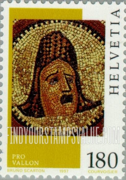 FindYourStampsValue: Federal Administration, Gallo-Roman Art, Archaeological finds: Mosaic theatrical mask