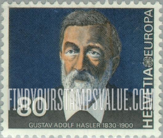 FindYourStampsValue: Federal Administration, Europa: Gustav Adolf Hasler (1830-1900), communications pioneer