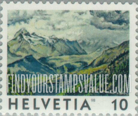 FindYourStampsValue: Federal Administration, View of Switzerland: Simplon Pass