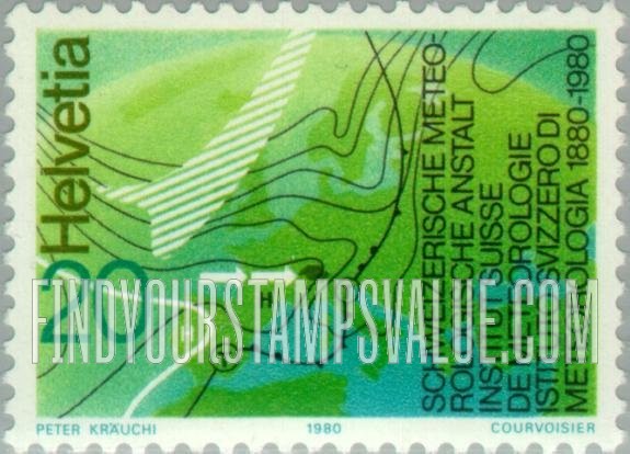 FindYourStampsValue: Federal Administration: Swiss Meteorological Office Centenary
