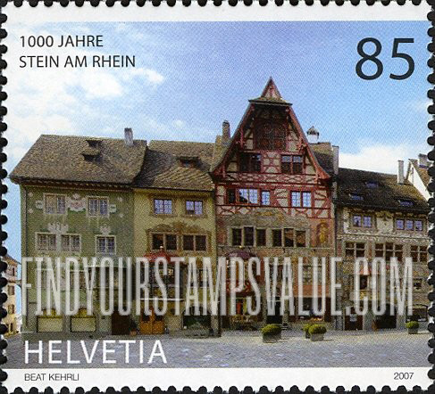 FindYourStampsValue: Federal Administration, Stein am Rhein, 1000th Anniversary: Houses on Town Hall Square
