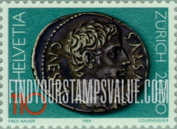 FindYourStampsValue: Federal Administration, Zurich Bimillennium: Augustus coin