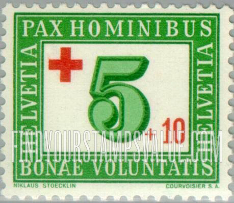 FindYourStampsValue: Semi-Postal: Numeral of Value and Red Cross