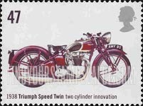 FindYourStampsValue: Great Britain (United Kingdom): Motorcycles - 1938 Triumph Speed Twin