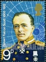 FindYourStampsValue: Great Britain (United Kingdom): British Polar Explorers - Robert Falcon Scott and Map of Antarctica