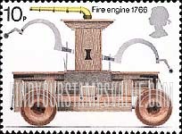 FindYourStampsValue: Great Britain (United Kingdom): Bicentennial of the Fire Prevention Act - Fire Engine, 1766