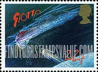 FindYourStampsValue: Great Britain (United Kingdom): Halley's Comet - European Space Agency Giotto Spacecraft pursuing Comet