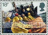 FindYourStampsValue: Great Britain (United Kingdom): Fishermen's Year and Royal National Mission to Deep Sea Fishermen Centenary - Hauling Trawl Net