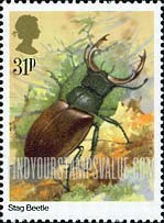 FindYourStampsValue: Great Britain (United Kingdom): Insects - Stag Beetle