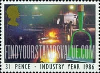 FindYourStampsValue: Great Britain (United Kingdom): Industry Year - Steel Mill, Garden Hoe