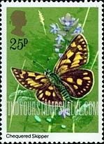 FindYourStampsValue: Great Britain (United Kingdom): Butterflies - Chequered Skipper