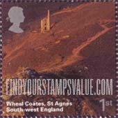 FindYourStampsValue: Great Britain (United Kingdom): Southwestern England Scenery - Wheal Coates Mine, St. Agnes