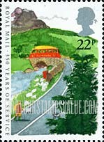 FindYourStampsValue: Great Britain (United Kingdom): Royal Mail Service, 350th Anniversary - Postbus on Country Road