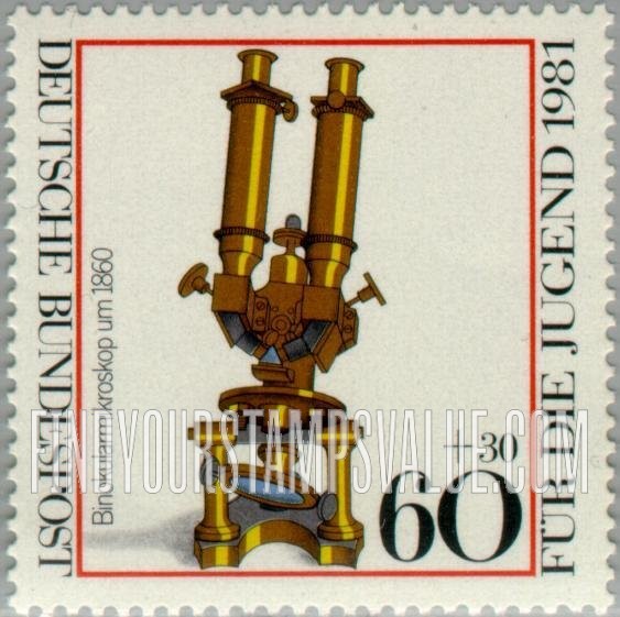 FindYourStampsValue: SEMI-POSTAL - Historic Optical Instruments: Binocular microscope, 1860