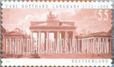 FindYourStampsValue: Brandenburg Gate, Designed by Carl Gotthard Langhans (1732-1808)