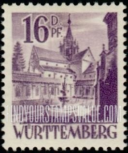 FindYourStampsValue: WURTTEMBERG - Castle of Bebenhausen