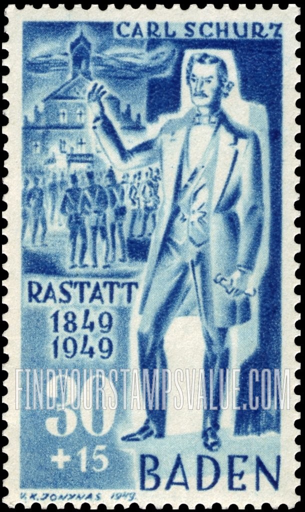 FindYourStampsValue: OCCUPATION SEMI-POSTAL - Carl Schurz at Rastatt