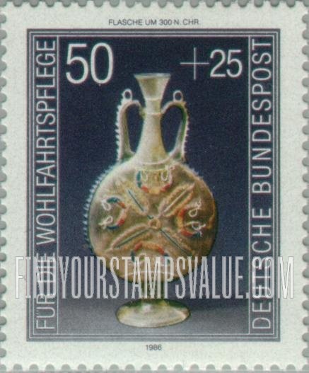 FindYourStampsValue: SEMI-POSTAL - Glassware in German Museums: Ornamental flask, c.300