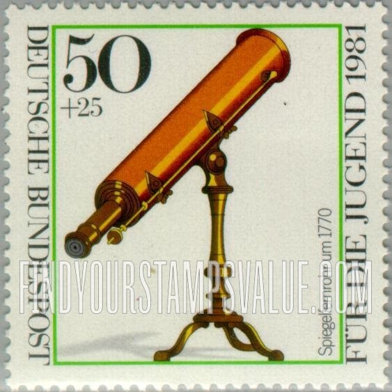 FindYourStampsValue: SEMI-POSTAL - Historic Optical Instruments: Reflecting telescope, 1770