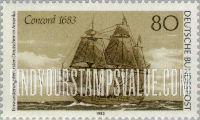 FindYourStampsValue: 300th Anniversary of Immigration to US: Concord