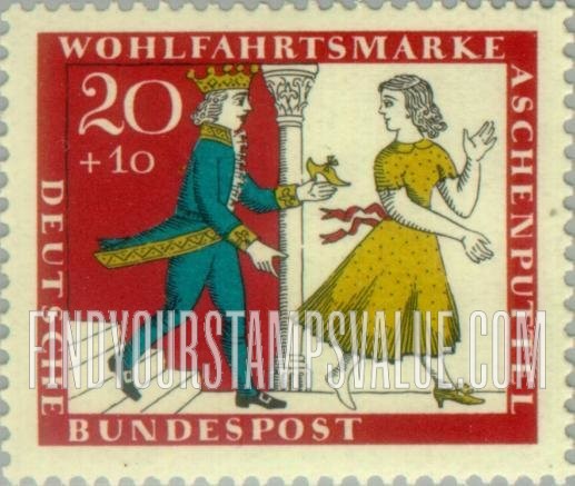 FindYourStampsValue: SEMI-POSTAL - Various Scenes from Cinderella: Cinderella Feeding Pigeons