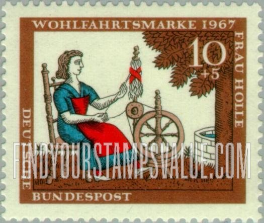 FindYourStampsValue: SEMI-POSTAL - Various Scenes from Frau Holle: Fairy Tale Type of 1965