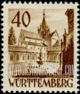 FindYourStampsValue: WURTTEMBERG - Castle of Bebenhausen