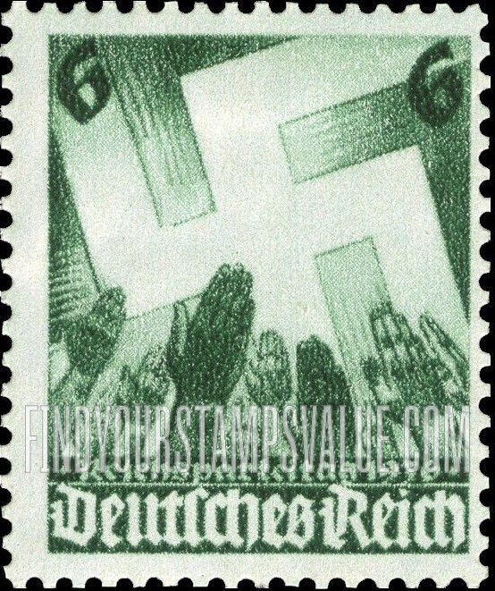 FindYourStampsValue: 1936 Nazi Congress - Salute to Swastika
