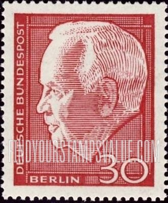 FindYourStampsValue: BERLIN - Lübke Type of Germany, 1964