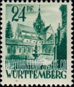 FindYourStampsValue: WURTTEMBERG - Castle of Bebenhausen