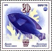 FindYourStampsValue: Russia: USSR, Oceanexpo'75 - Emblem and Christipther (fish), Pacific Ocean