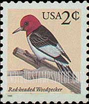 FindYourStampsValue: RED-HEADED WOODPECKER - Flora and Fauna
