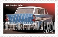 FindYourStampsValue: TAIL FINS AND CHROME - 1957 Pontiac Safari, Self-Adhesive stamp