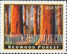 FindYourStampsValue: AMERICAN LANDMARKS - Redwood Forest, Self-adhesive stamp