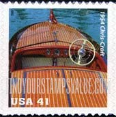FindYourStampsValue: VINTAGE MAHOGANY SPEEDBOATS - 1954 Chris-Craft, Self-Adhesive stamp