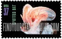 FindYourStampsValue: AMERICAN BATS - Spotted Bat, Self-Adhesive stamp