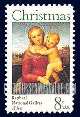 FindYourStampsValue: CHRISTMAS - Small Cowper Madonna, by Raphael