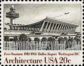 FindYourStampsValue: EERO SAARINEN, DULLES AIRPORT - American Architecture