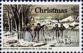 FindYourStampsValue: CHRISTMAS - "Winter Pastime" by Nathaniel Currier