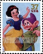 FindYourStampsValue: DISNEY CHARACTERS - Snow White, Dopey, Self-Adhesive stamp