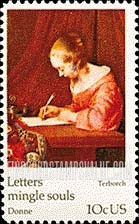 FindYourStampsValue: UNIVERSAL POSTAL UNION - "Lady Writing Letter" by Terborch