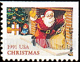 FindYourStampsValue: CHRISTMAS - Santa at Fireplace, Booklet stamp