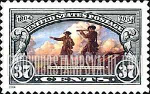 FindYourStampsValue: LEWIS & CLARK EXPEDITION BICENTENNIAL - Meriwether Lewis and William Clark on Hill, Self-Adhesive stamp